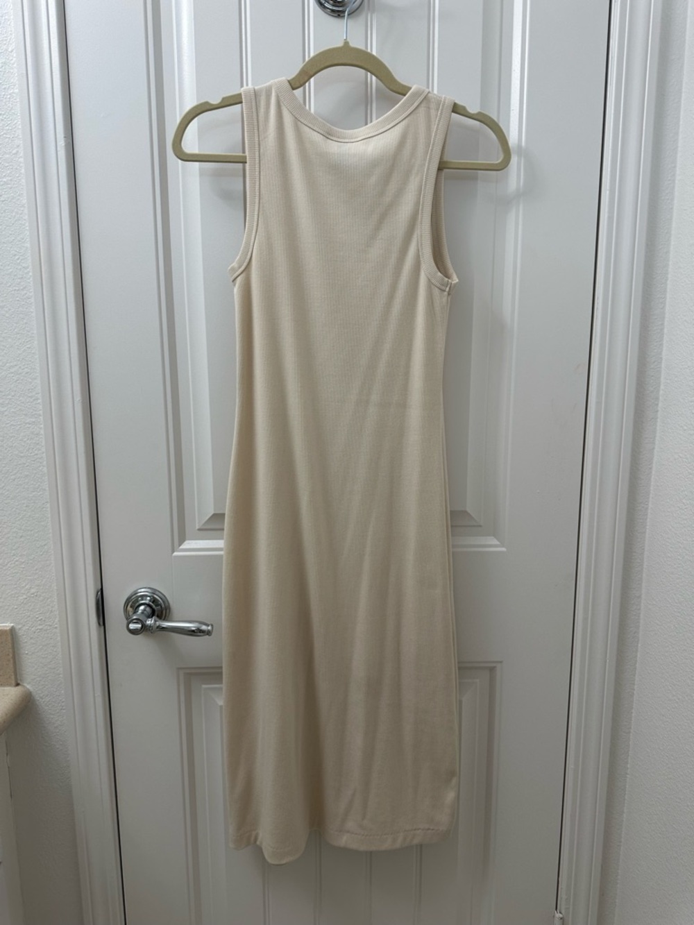 Universal Thread Cream Ribbed Tank Midi Dress - Picture 3 of 4